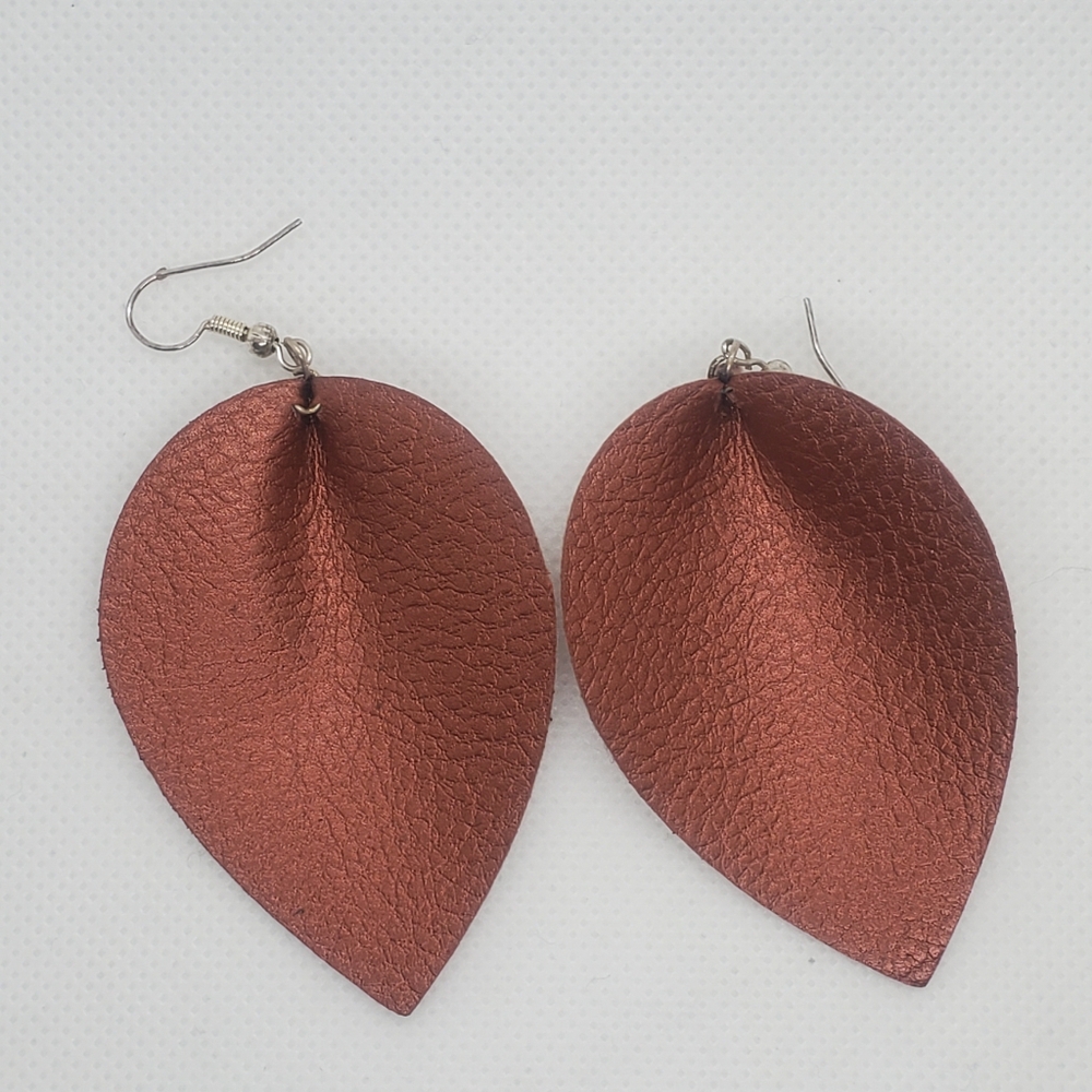 Copper faux leather earrings